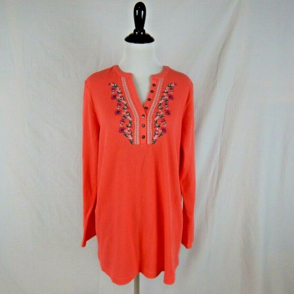 Woman Within Peach Embroidered Thermal Sz 14 / 16